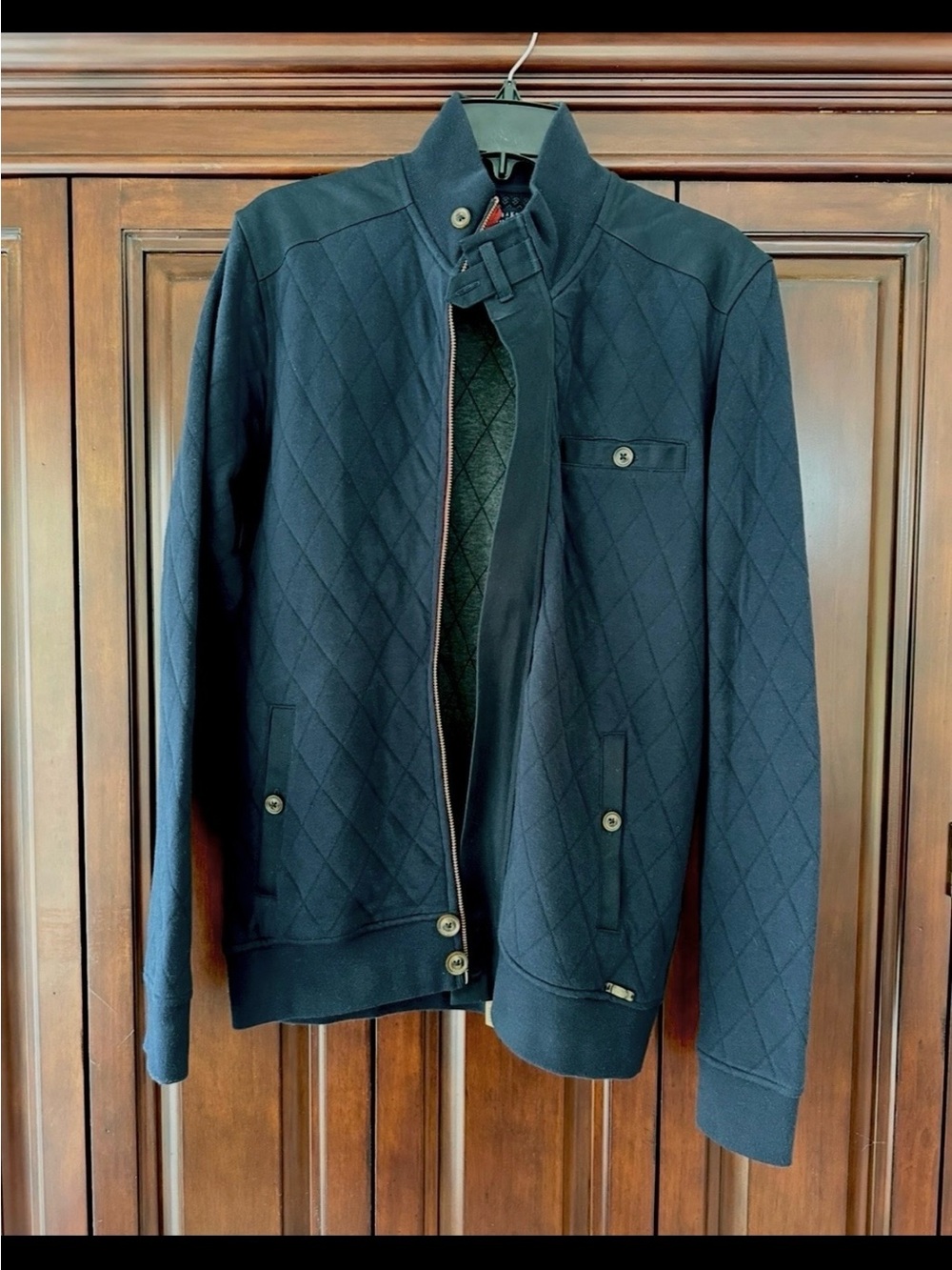 Ted Baker London Navy Quilted Jersey Jacket